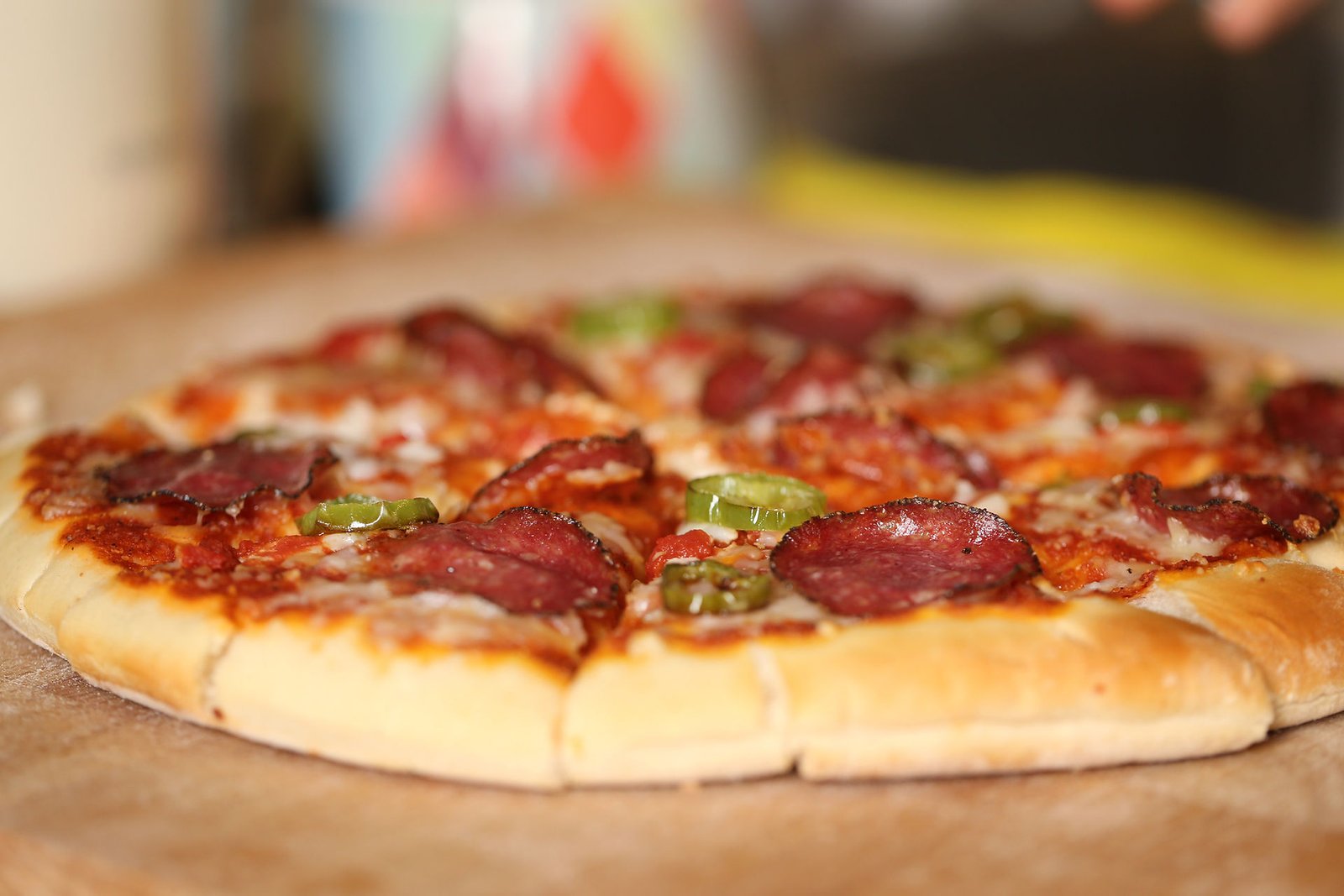 Pepperoni pizza fresh from the oven